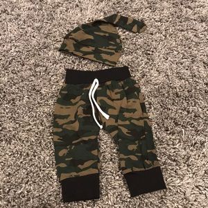 Baby camo pants and beanie